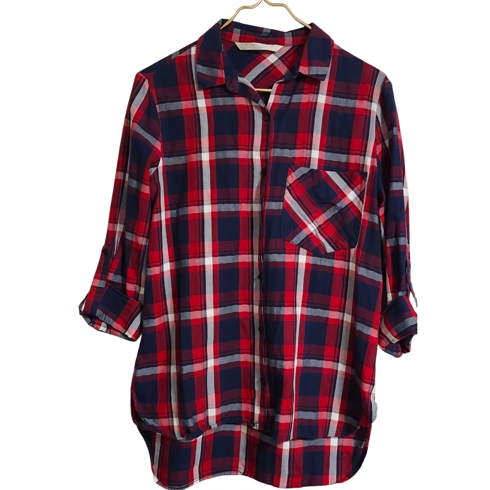 Zara Red and Blue Plaid Shirt - Picture 4 of 6
